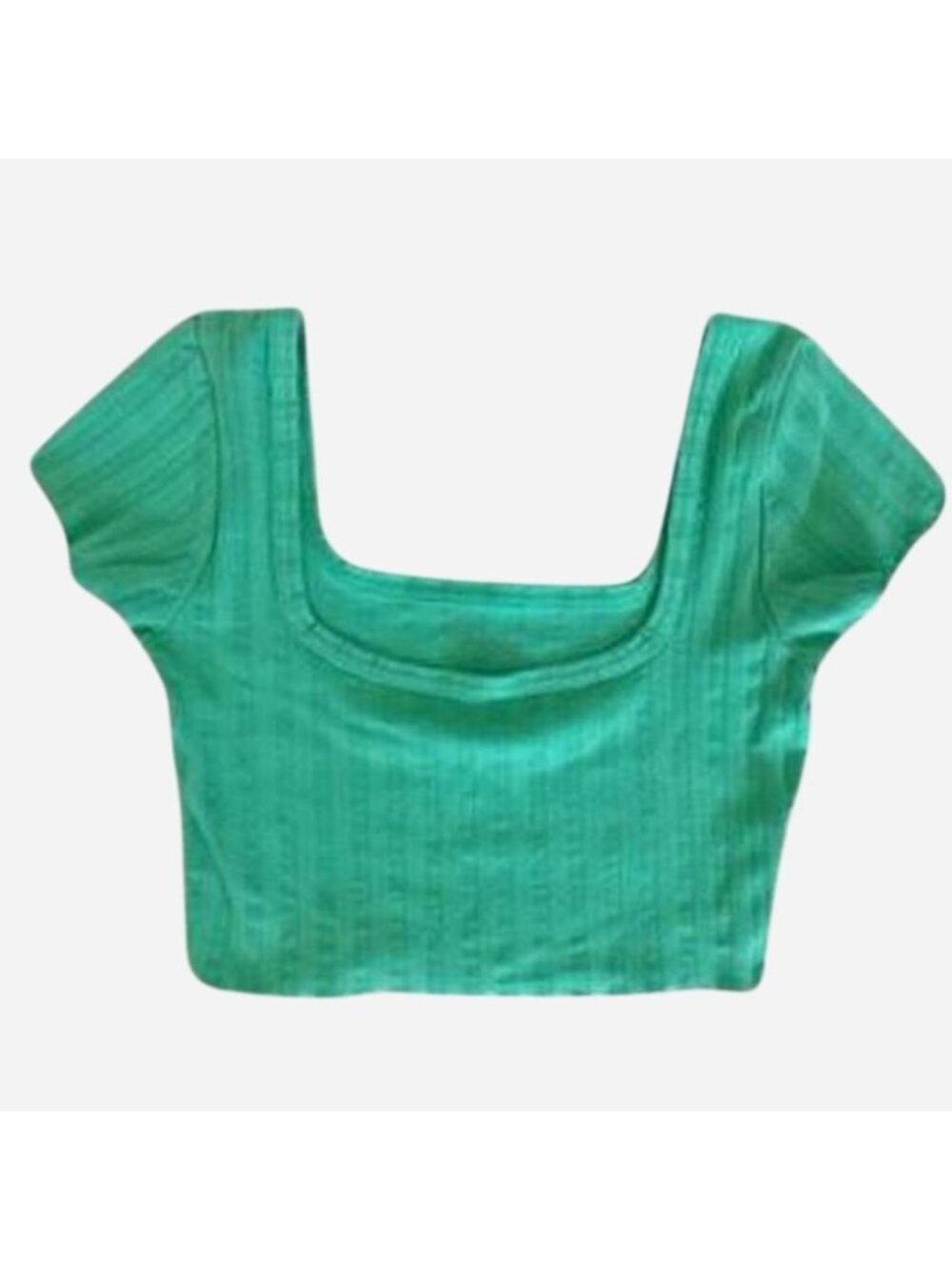 Green Aerie square neck crop top with scalloped hem